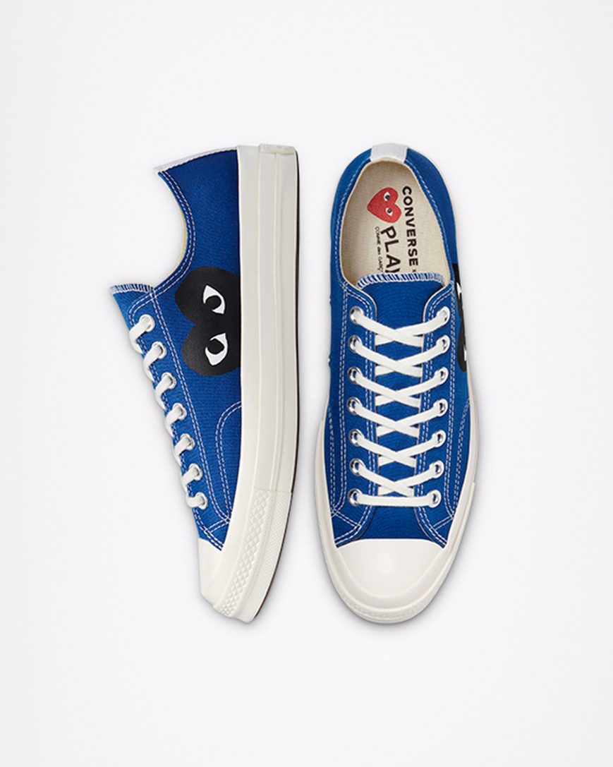Women's Converse x Comme des Garçons PLAY Chuck 70 Low Top Shoes Blue / Black | AU 053C6S